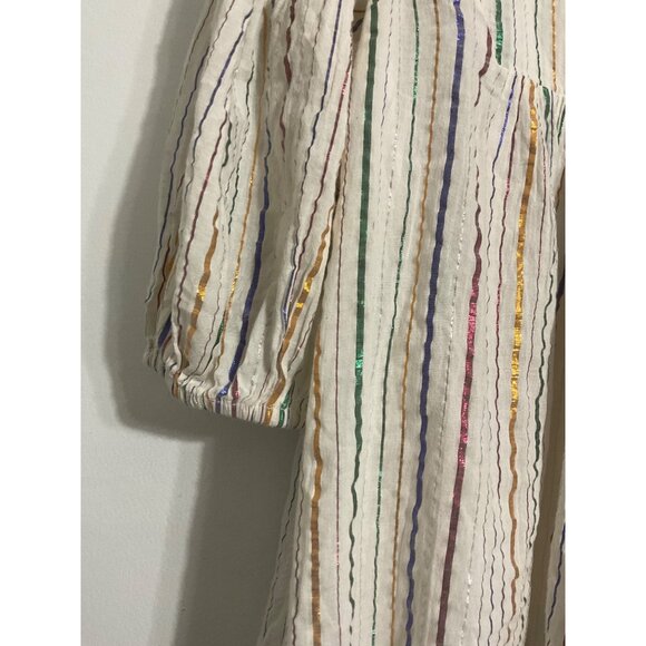 NEVER A WALLFLOWER White Metallic Multicolored Striped Top size Medium - Picture 6 of 13